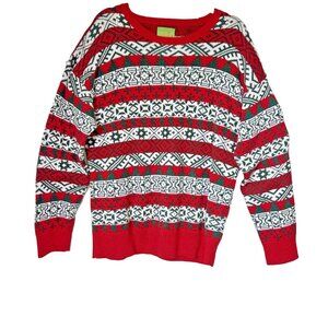 Fair Isle Ugly Sweater 100% Cotton Unisex Christmas Trees Snowflakes